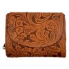 Dámská kožená peněženka s květinami - oranžová 4418