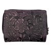 Dámská kožená peněženka s květinami - fialová 4418