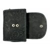 Dámská kožená peněženka s květinami - černá 4418