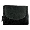 Dámská kožená peněženka s květinami - černá 4418