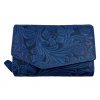 Dámská kožená peněženka s květinami - modrá 2819