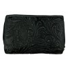 Dámská kožená peněženka s květinami - černá 2819
