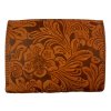 Dámská kožená peněženka s květinami - oranžová 777