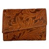 Dámská kožená peněženka s květinami - oranžová 777