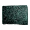 Dámská kožená peněženka s květinami - zelená 777