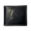 Kožená peněženka s indiánem - černá 103