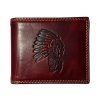 Kožená peněženka s indiánem - červená 103