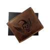 Kožená peněženka s lebkou - hnědá 3227