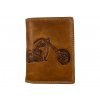 Kožená peněženka s motorkou - hnědá 2143