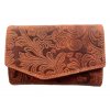 Dámská kožená peněženka s květinami - oranžová 2819