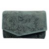 Dámská kožená peněženka s květinami - zelená 2819