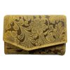 Dámská kožená peněženka s květinami - žlutá 2819