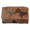 Dámská kožená peněženka s růží - hnědá 3281