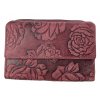 Dámská kožená peněženka s růží - růžová 3281