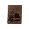 Luxusní kožená peněženka s kamionem - hnědá 3572
