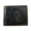 Kožená peněženka s indiánem - černá 3914