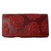 Dámská celokožená peněženka s růží - červená 3929