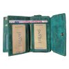 Dámská kožená peněženka s růží - zelená 3281