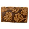 Dámská kožená peněženka s růží - hnědá 3995