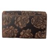 Dámská kožená peněženka s růží - hnědá 3995/2