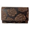 Dámská kožená peněženka s růží - hnědá 3995/2
