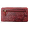 Dámská kožená peněženka s růží - červená 3998