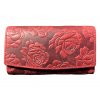 Dámská kožená peněženka s růží - červená 3998