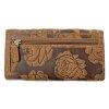 Dámská kožená peněženka s růží - hnědá 3998