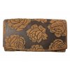 Dámská kožená peněženka s růží - hnědá 3998