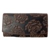 Dámská kožená peněženka s růží - hnědá 3998/2