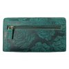 Dámská kožená peněženka s růží - zelená 3998