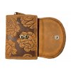 Dámská kožená peněženka s růží - hnědá 4429