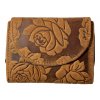 Dámská kožená peněženka s růží - hnědá 4429