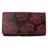 Dámská celokožená peněženka s růží - vínová 3929