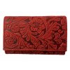 Dámská kožená peněženka s květinami - červená 4413