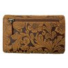 Dámská kožená peněženka s květinami - hnědá 4413