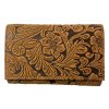 Dámská kožená peněženka s květinami - hnědá 4413