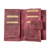 Dámská kožená peněženka s květinami - vínová 4413