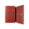 Dámská kožená peněženka s květinami - červená 4415