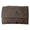 Dámská kožená peněženka s květinami - hnědá 4415